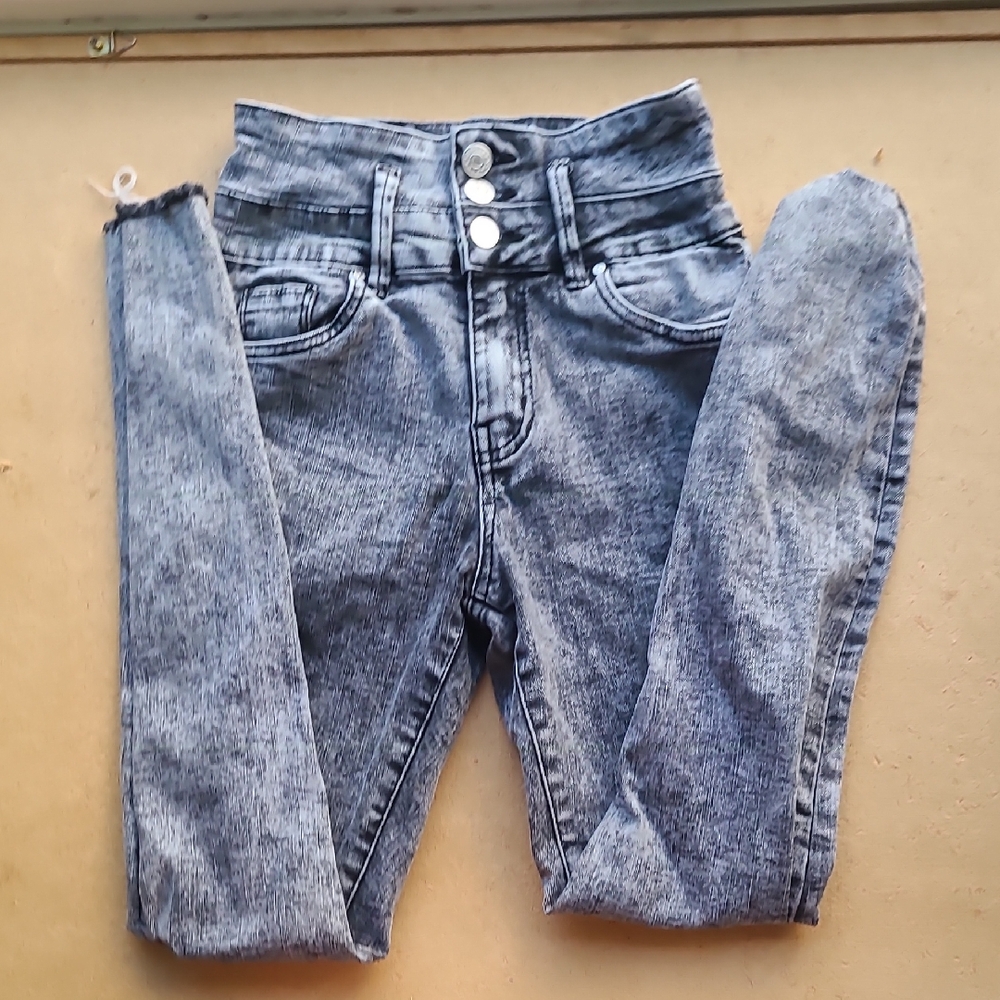 High-Waisted Acid Wash Jeans